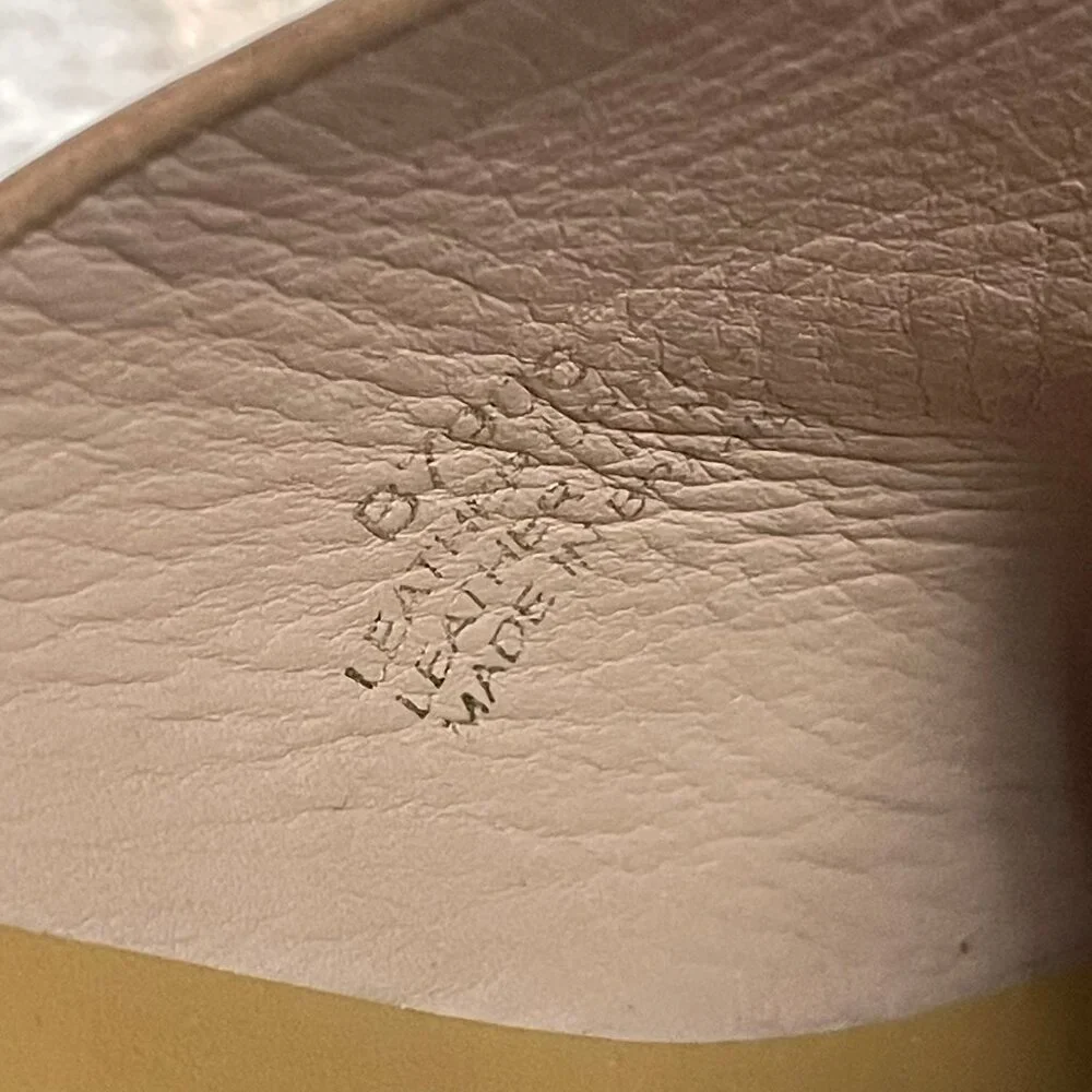 J CREW Nude/Beige MARLOW Leather Block Heeled Open‎ Toe Mules Sandals